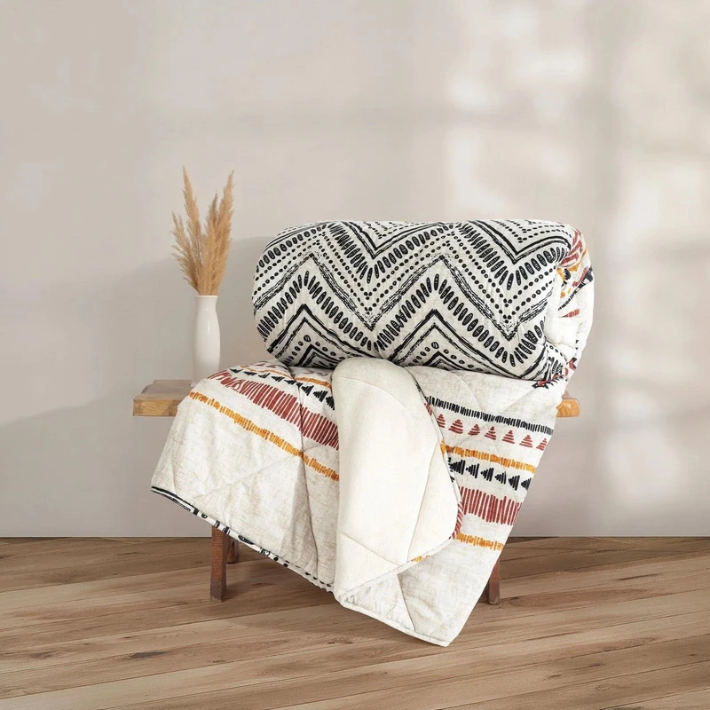 لحاف طرحدار کاتن باکس مدل Velvet Yorgan Felix Bej C.K دونفره سایز 215*195 سانتی متر