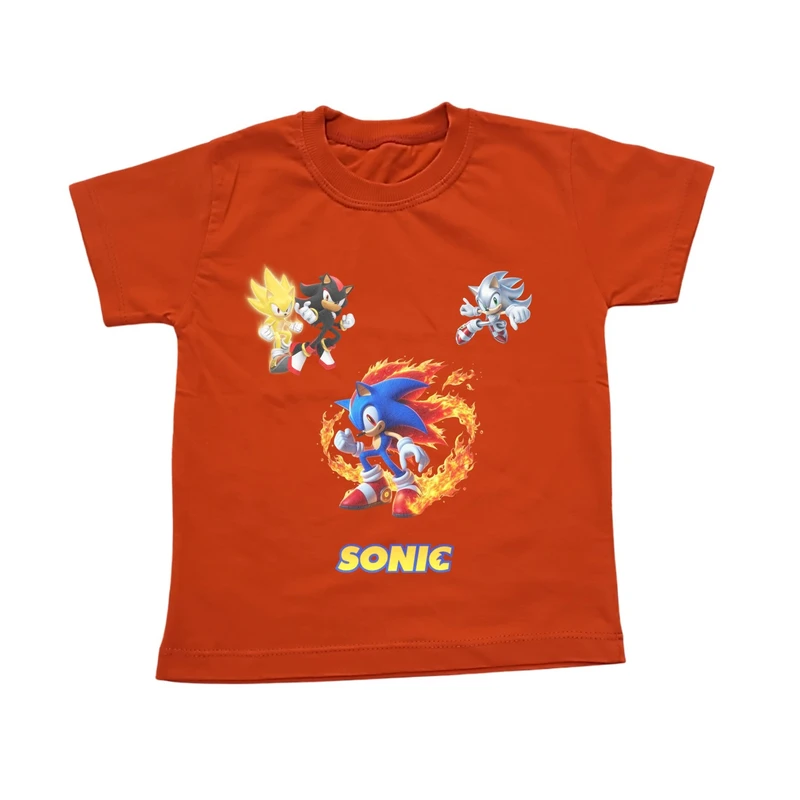 تی شرت آستین کوتاه یقه گرد بچگانه مدل سونیک کد 12