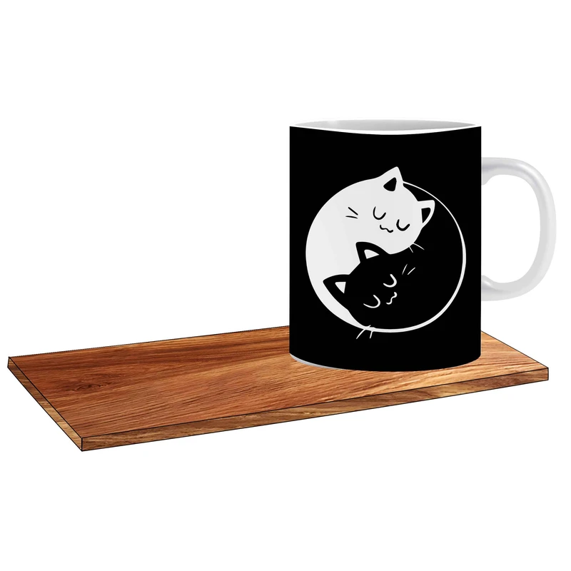 ماگ ال ایکس پی طرح گربه های فانتزی کد 204 به همراه زیر لیوانی