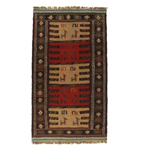 گلیم دستبافت دومتری طرح سفره کردی کد 140443