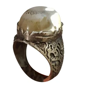 انگشتر نقره مردانه مدل عقیق سلیمانی ملک شمس ASMSH3