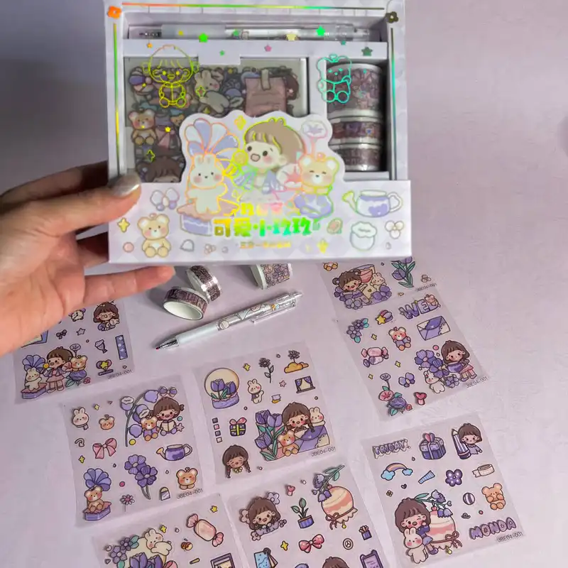 بسته لوازم تحریر مدل دختر و خرگوش مجموعه 12 عددی