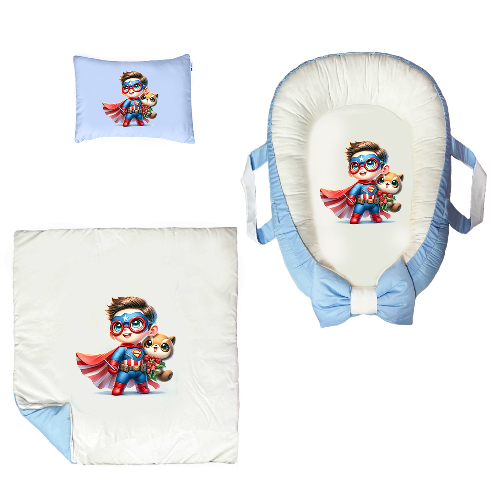 سرویس خواب 3 تکه نوزاد مدل گربه و پسر اسپایدرمن کد DKBB68-set