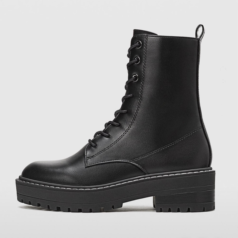 نیم بوت زنانه استرادیواریوس مدل Flat with double laces