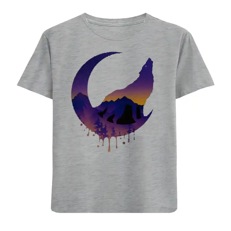 تی شرت آستین کوتاه پسرانه مدل گرگ و ماه