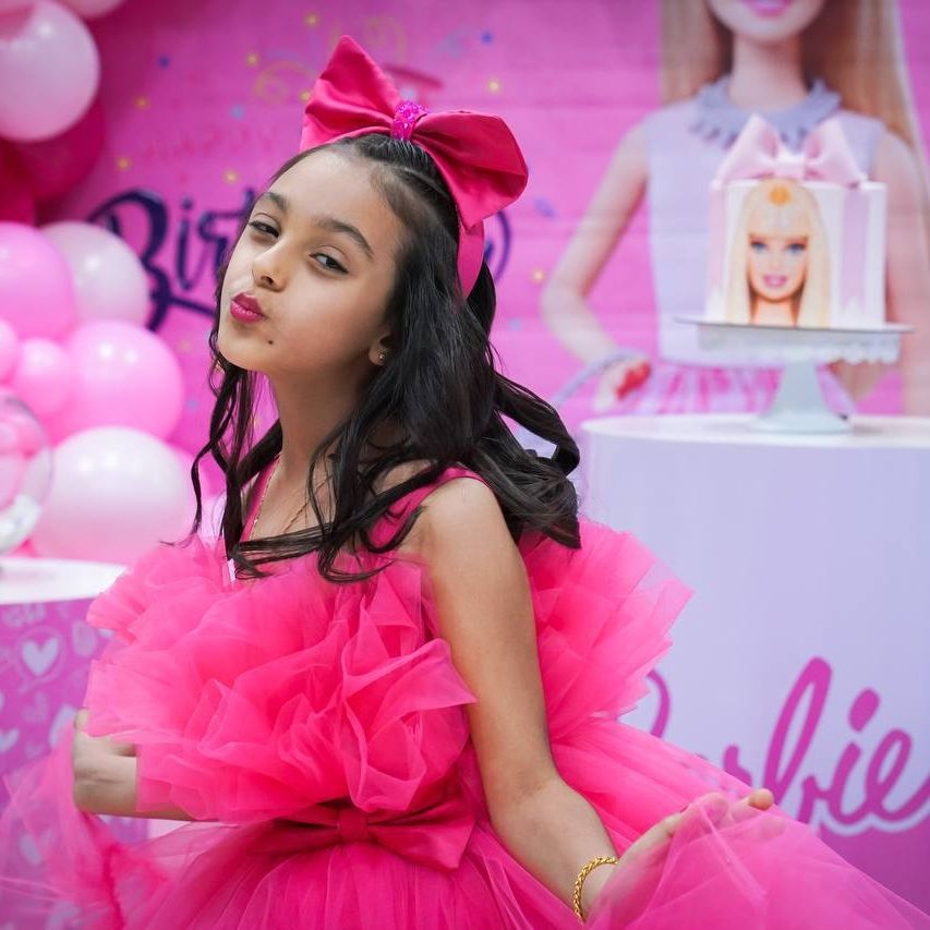 ست پیراهن و گیره مو دخترانه مدل مجلسی پفی پرنسسی -  - 5