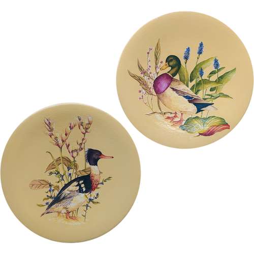 بشقاب دیوارکوب سفالی مدل مرغابی مجموعه 2 عددی