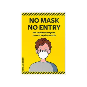برچسب ایمنی ماسا دیزاین طرح NO MASK NO ENTRY مدل  CV003