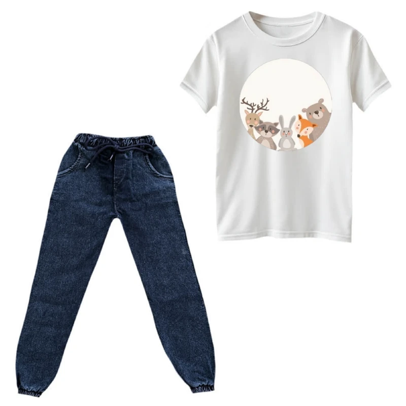 ست تی‌شرت و شلوار دخترانه مدل دوستان بامزه کد 1