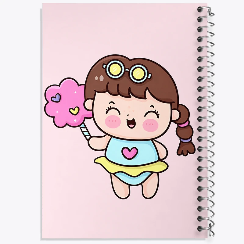 دفتر شطرنجی 50 برگ خندالو طرح دخترانه کیوت کد N4156