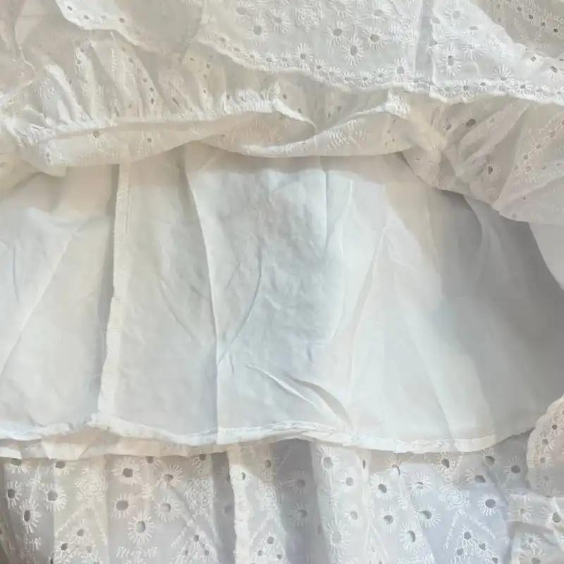 دامن چین‌دار زنانه مدل خامه دوزی رنگ سفید