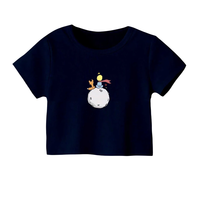 کراپ‌ تی‌شرت آستین کوتاه زنانه مدل شازده کوچولو کد۴