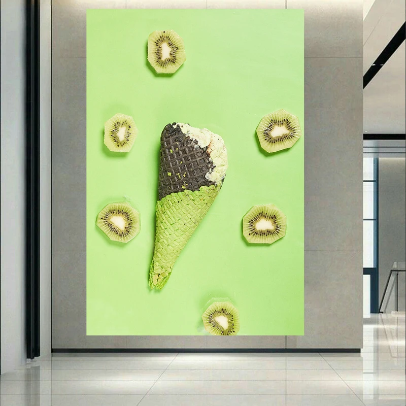 تابلو بوم طرح مخمل بستنی میوه ای مدل کیوی کد AR30665