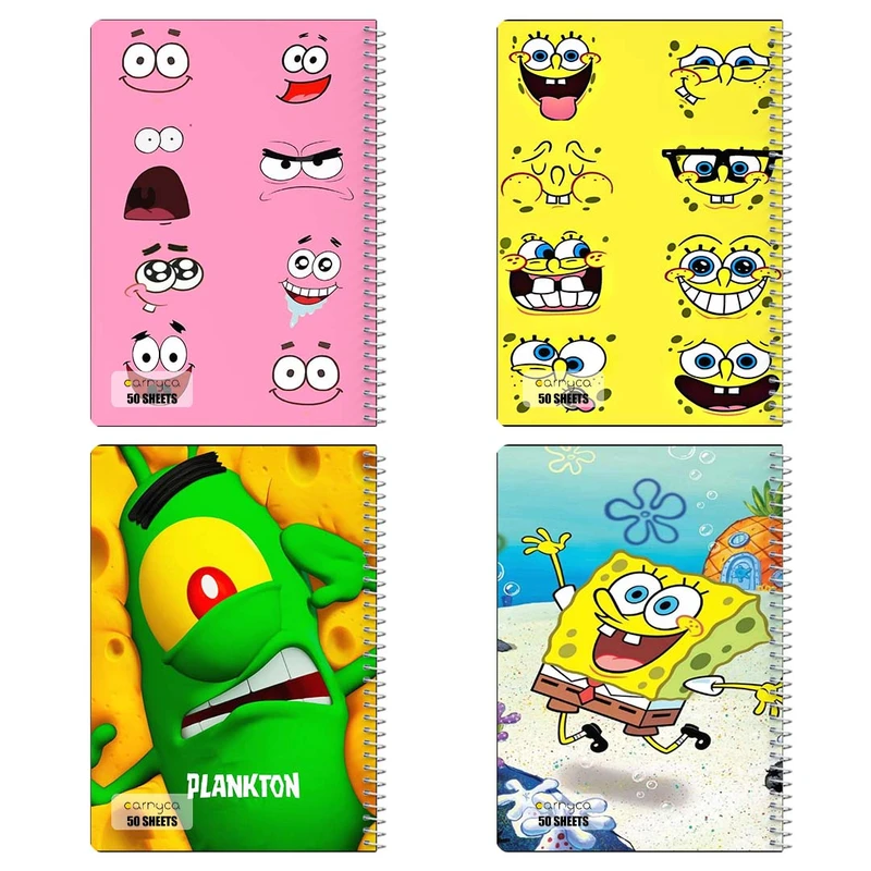 دفتر نقاشي 50 برگ کارنيکا طرح spong bob کد 46597 مجموعه 4 عددی
