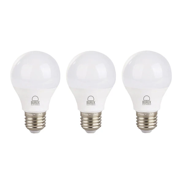 لامپ ال ای دی 7 وات بروکس مدل حبابی پایه E27 کد A55 بسته 3 عددی