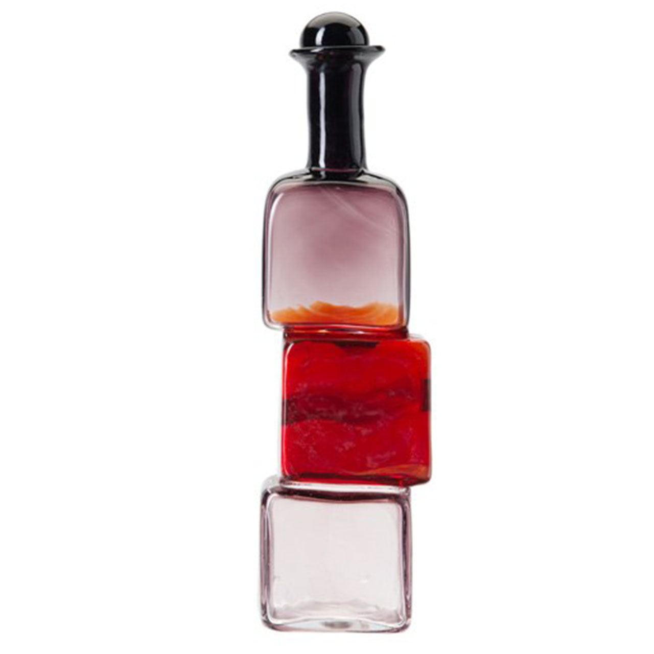 بطری شیشه ای گالری گل کار مدل چهارگوش سه رنگ طرح 1