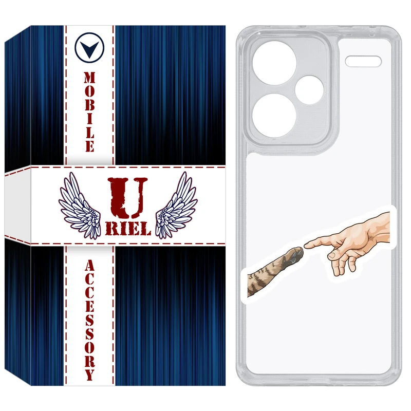 کاور یوریل مدل Clear کد 94 طرح دست گربه مناسب برای گوشی موبایل شیائومی Redmi Note 13 Pro Plus