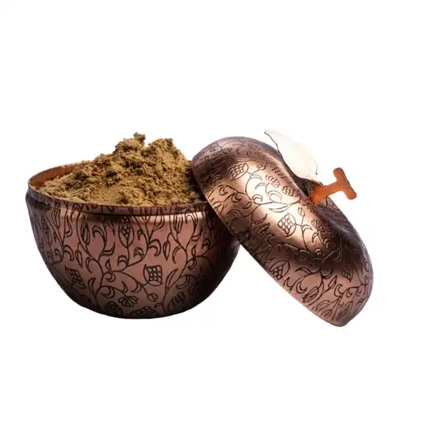 ست دیس و قندان مسی بیجاری کرمان - طرح کنگره دار