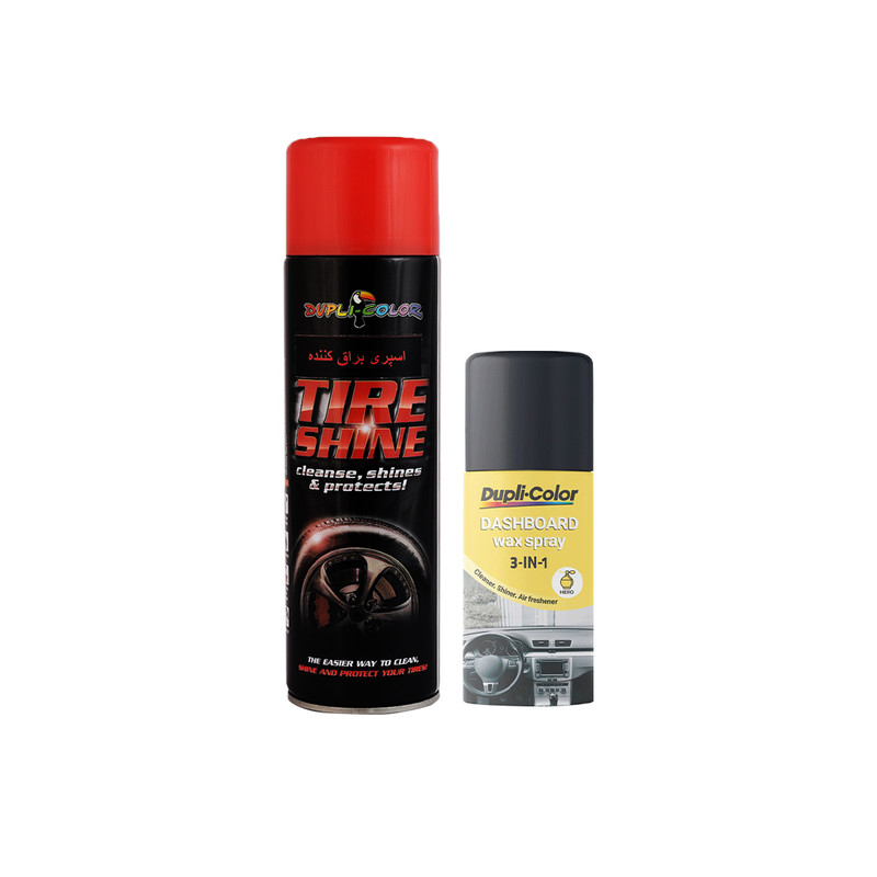اسپری پولیش و واکس داشبورد و لاستیک خودرو دوپلی کالر مدل عطری حجم 500 میلی لیتر مجموعه 2 عددی