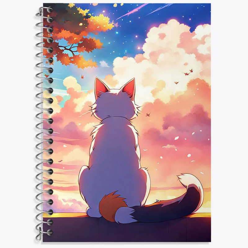 دفتر زبان 50 برگ خندالو مدل سه خط طرح گربه (Cat) کد N1986