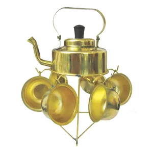 دکوری برنجی کتری و  فنجان کد 10 مجموعه 8 عددی