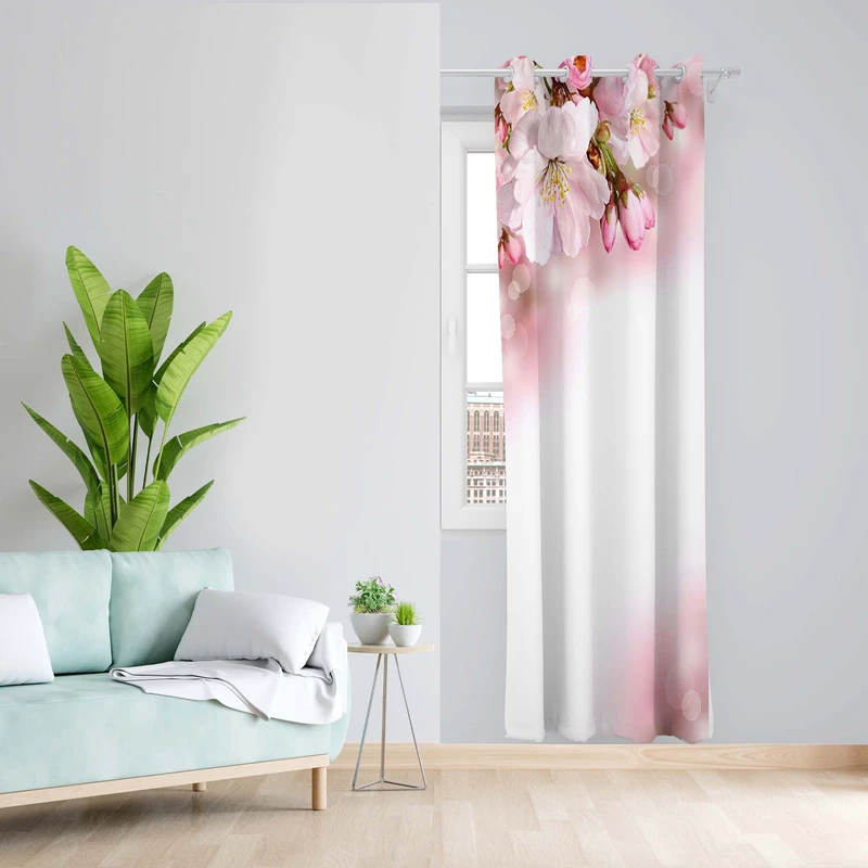 پرده طرح گل بهاری مدل مخمل پانچی کد 5189L z سایز 140x200 سانتی متر