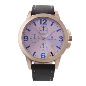 ساعت مچی عقربه‌ای مردانه مدل مدرن بند چرمی کد WHM_069