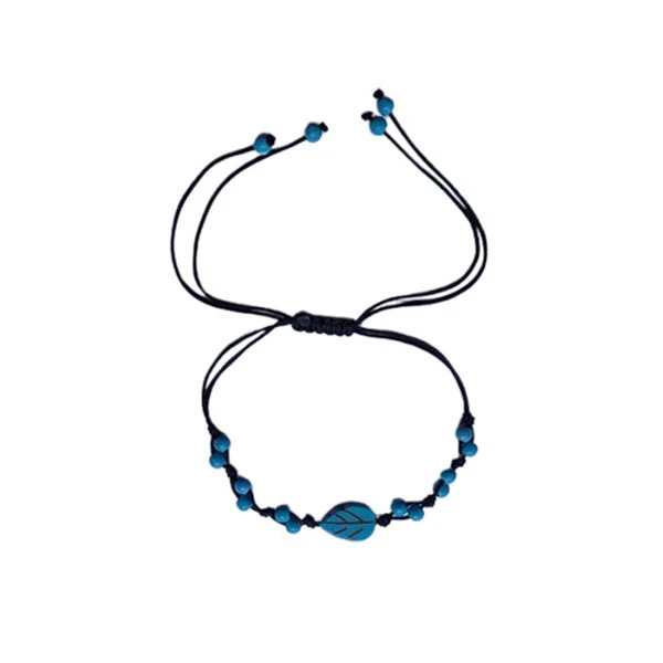 دستبند زنانه مدل فیروزه ای طرح برگ کد HC445