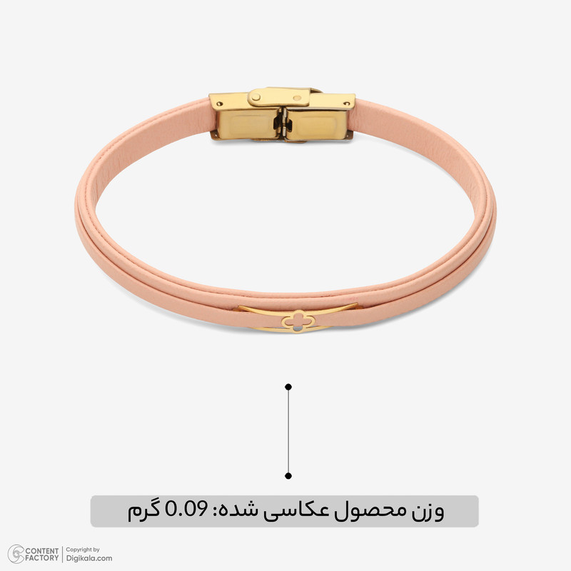 دستبند طلا 18 عیار زنانه با بند چرمی وی گالری مدل amg3503
