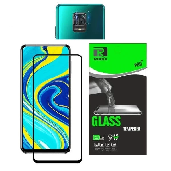 محافظ صفحه نمایش روبیکس مدل FL مناسب برای گوشی موبایل شیائومی Redmi Note 9pro به همراه محافظ لنز دوربین