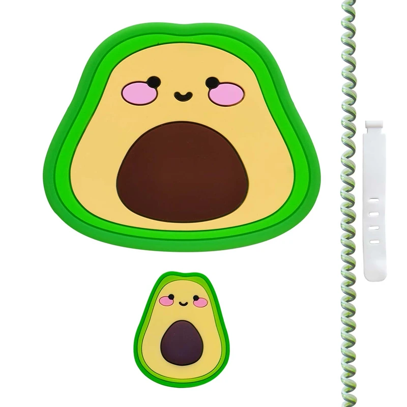 محافظ کابل پیکسی طرح آواکادو مدل Avocado-B به همراه محافظ شارژر دیواری مجموعه 4 عددی