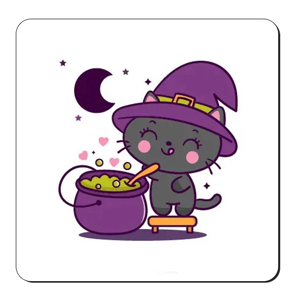  زیر لیوانی طرح گربه جادوگر کد nzl634