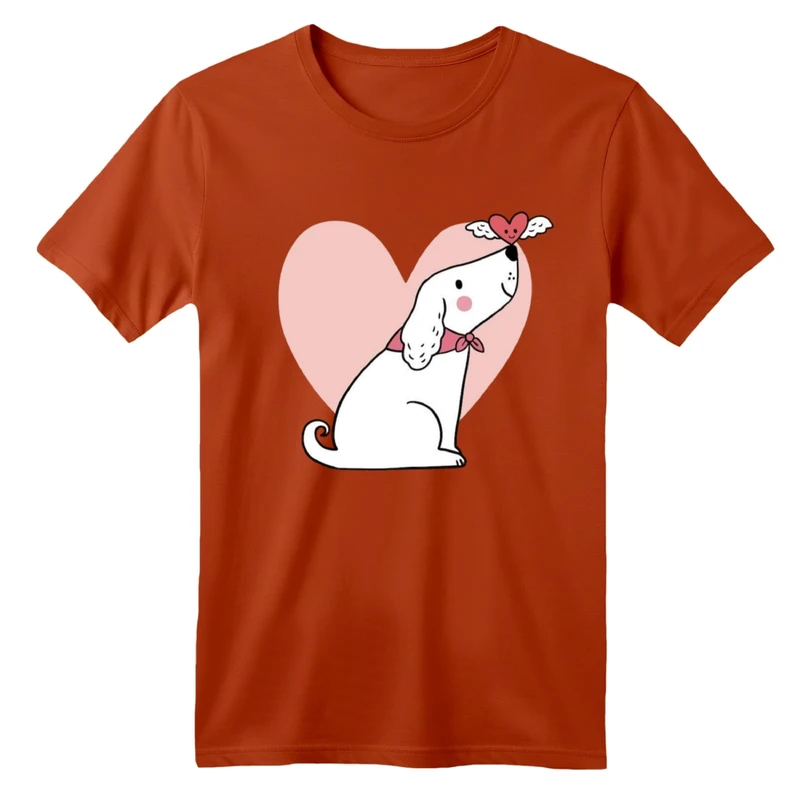 تی شرت آستین کوتاه بچگانه مدل سگ و قلب