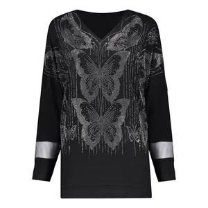 تونیک آستین بلند زنانه مدل تمام نگین 90