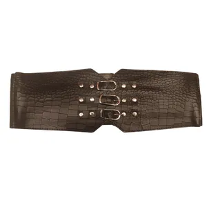 کمربند زنانه مدل پهن طرح پوست ماری