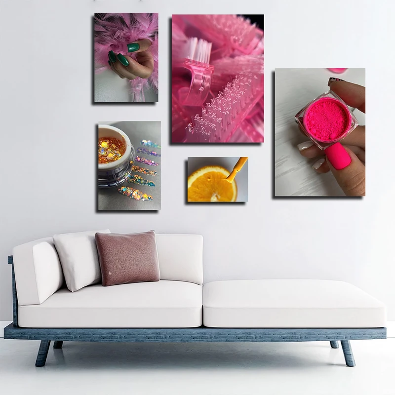 تابلو شاسی بکلیت طرح سالن زیبایی و کاشت ناخن مدل SH-2954 مجموعه 5 عددی