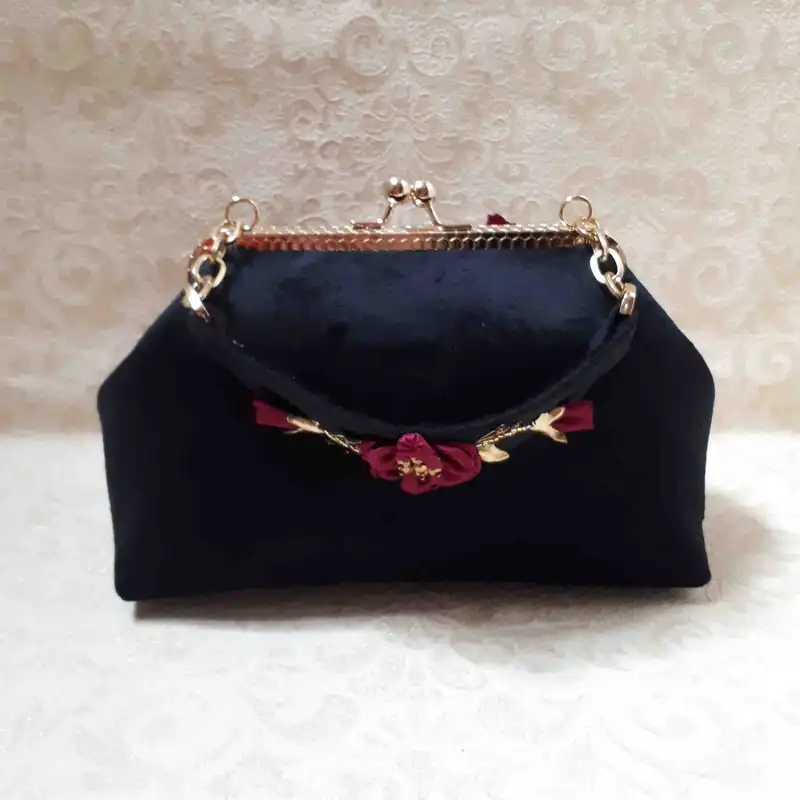 کیف مجلسی زنانه مدل روباندوزی پروانه سه بعدی استامپ ورک