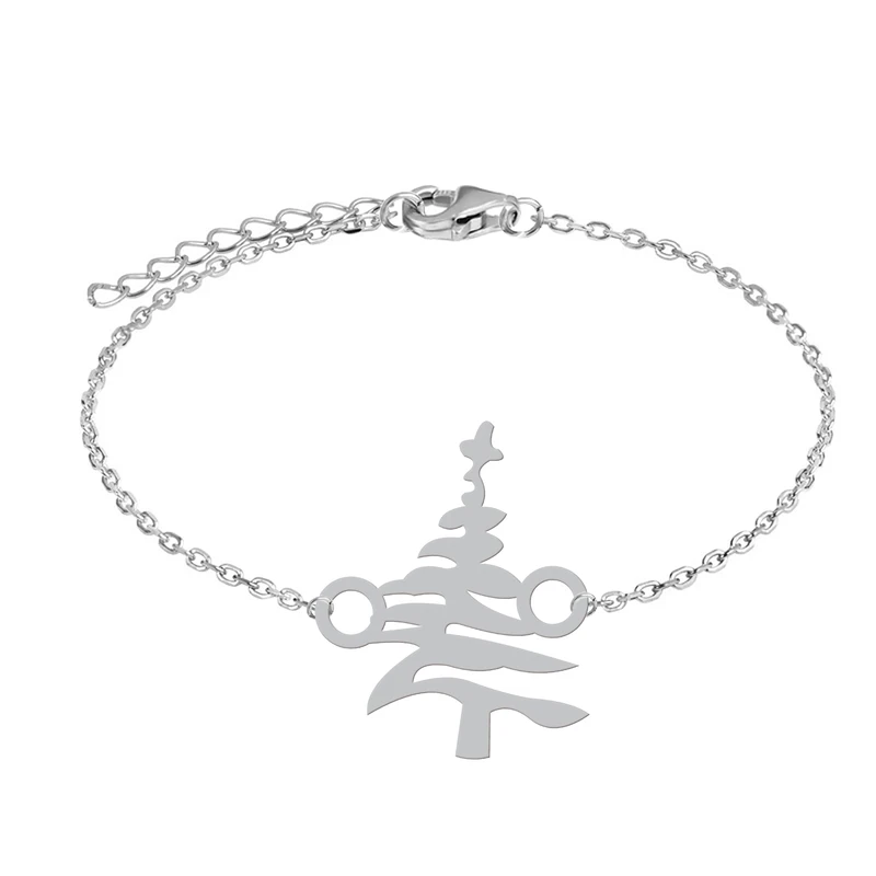 دستبند زنجیری زنانه هایکا طرح درخت کاج کد zd.h 376