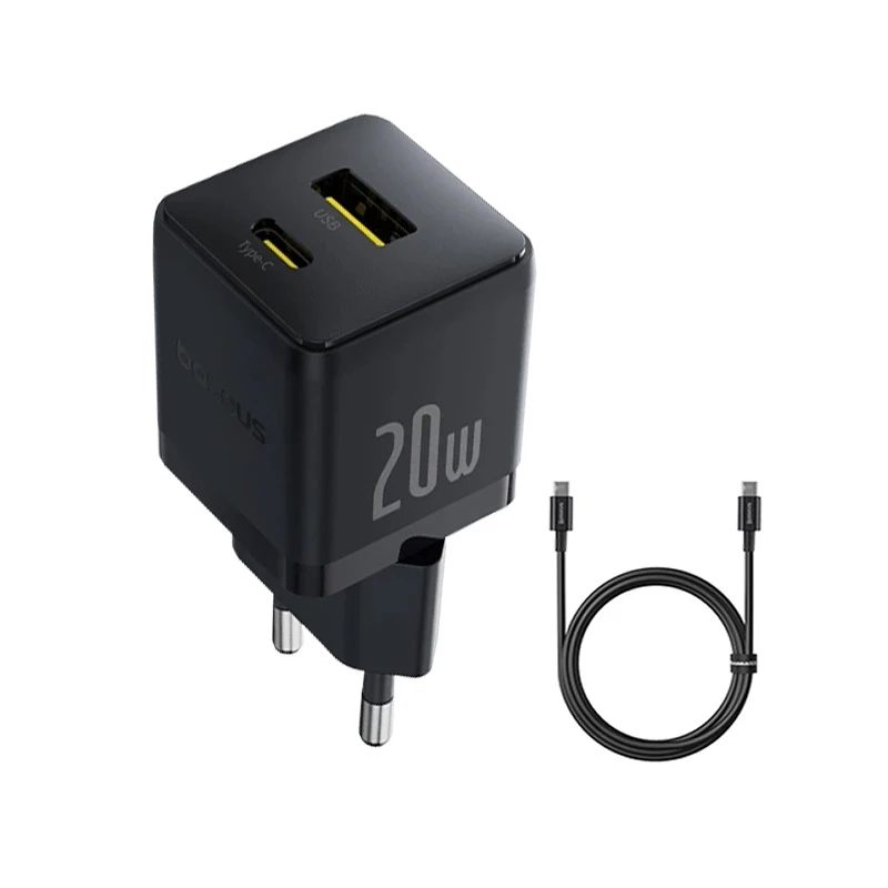 شارژر دیواری 20 وات دو پورت بیسوس مدل CCZC20UE  به همراه کابل usb-C