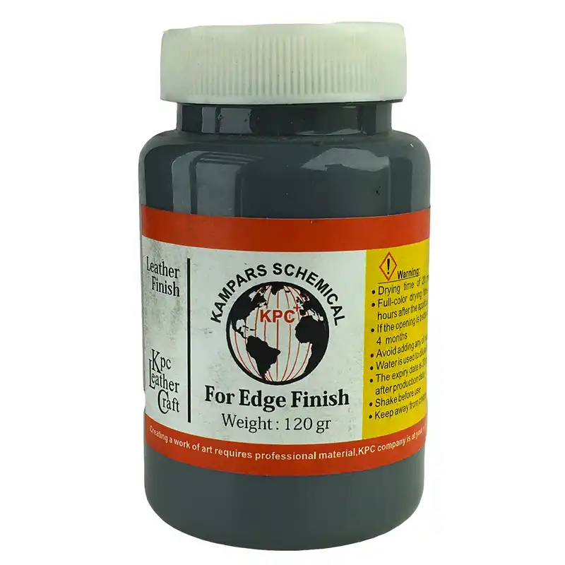 محلول رنگ طوسی لبه چرم کی پی سی پلاس مدل R حجم 120 میلی لیتر