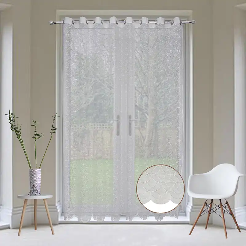 پرده نوین دکور سیاناو مدل تور دایره ای سایز 280 × 300 سانتی متر