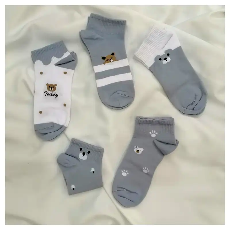 جوراب زنانه مدل پاوین خرسی بسته 5 عددی