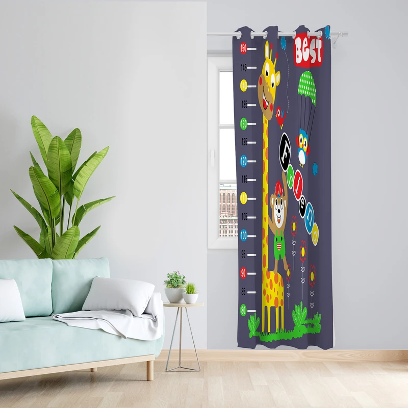 پرده طرح کودک مدل مخمل پانچی کد L 1051Z سایز 140x200 سانتی متر