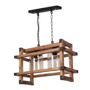 چراغ آویز ای دی ام وود مدل چوبی حبابی کد W-1604