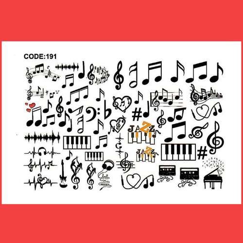 استیکر طراحی ناخن طرح نوت های موسیقی مدل C191