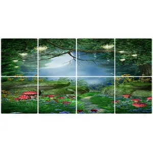  تایل سقفی طرح جنگل زیبا و مهتاب کد  K 1111-8 سایز 60x60 سانتی متر مجموعه 8عددی