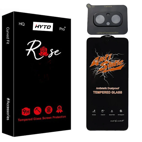 محافظ صفحه نمایش هیتو مدل Rose Antistatic Pro مناسب برای گوشی موبایل شیائومی redmi 12c به همراه محافظ لنز دوربین