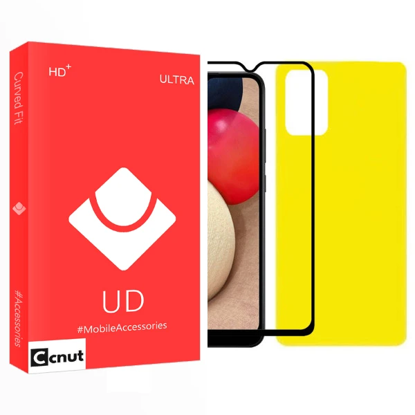 محافظ صفحه نمایش و پشت کوکونات مدل UD Glass مناسب برای گوشی موبایل سامسونگ Galaxy A02s