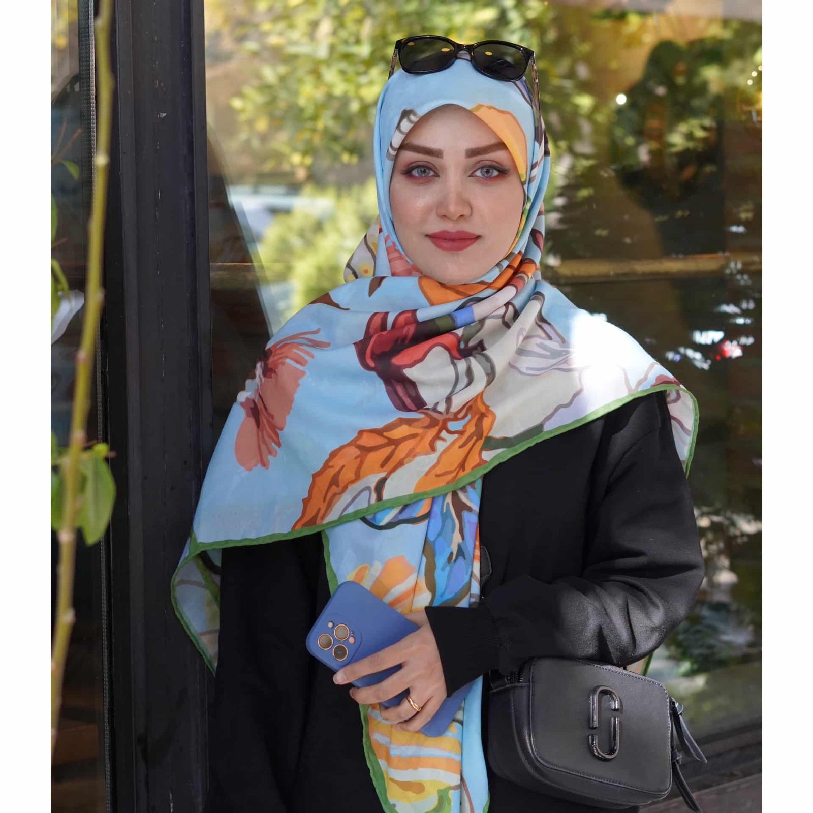 روسری زنانه مدل نخی 140 دست دوز طرح باغ فانتزی کد ana-2985 -  - 5
