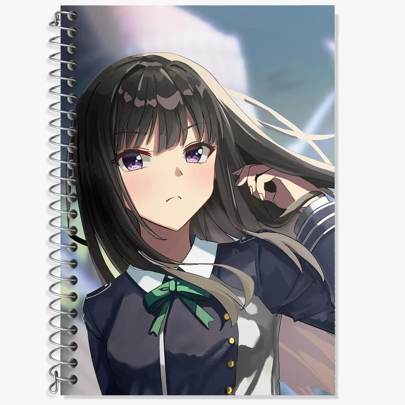 دفتر زبان 50 برگ خندالو مدل سه خط طرح تاکینا انیمه لیکوریس ریکویل Lycoris Recoil کد 23041